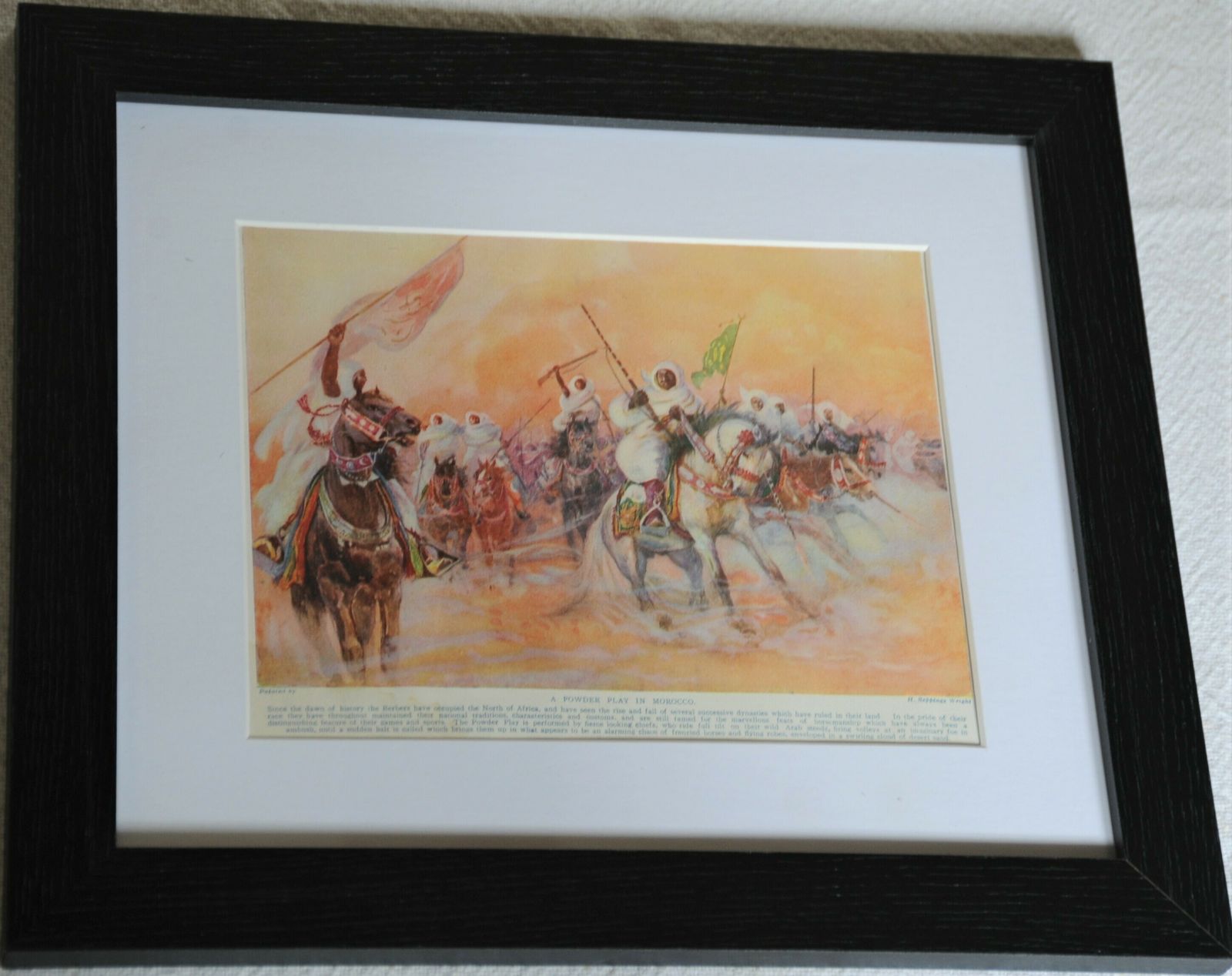 Antique Framed Colour Print Of Orientalist Painting Of Berbers In Morocco By Henry Wright photo Art