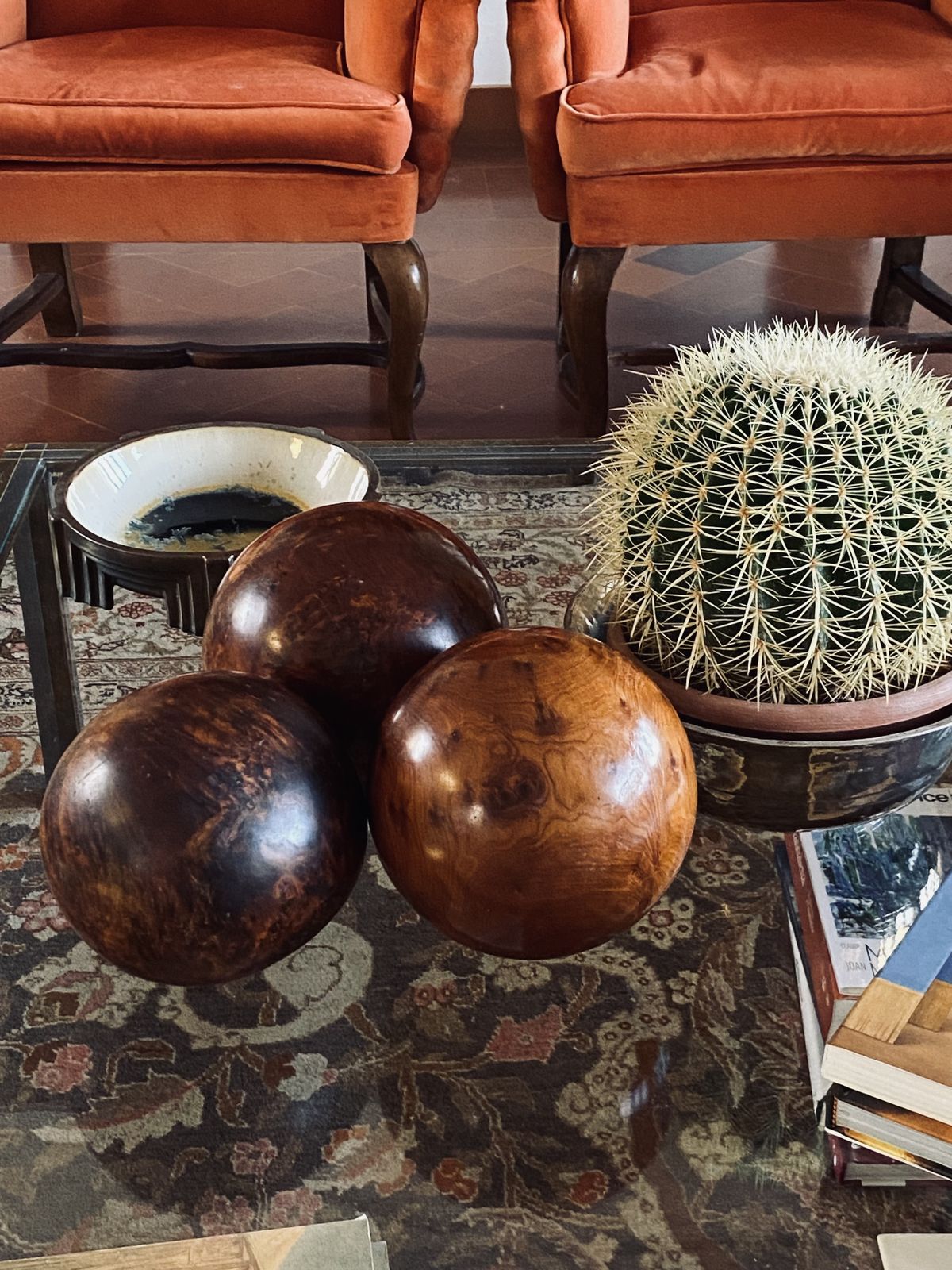 Set Of 3 Wooden Spherical Sculptures, France 1960s photo Home Decor
