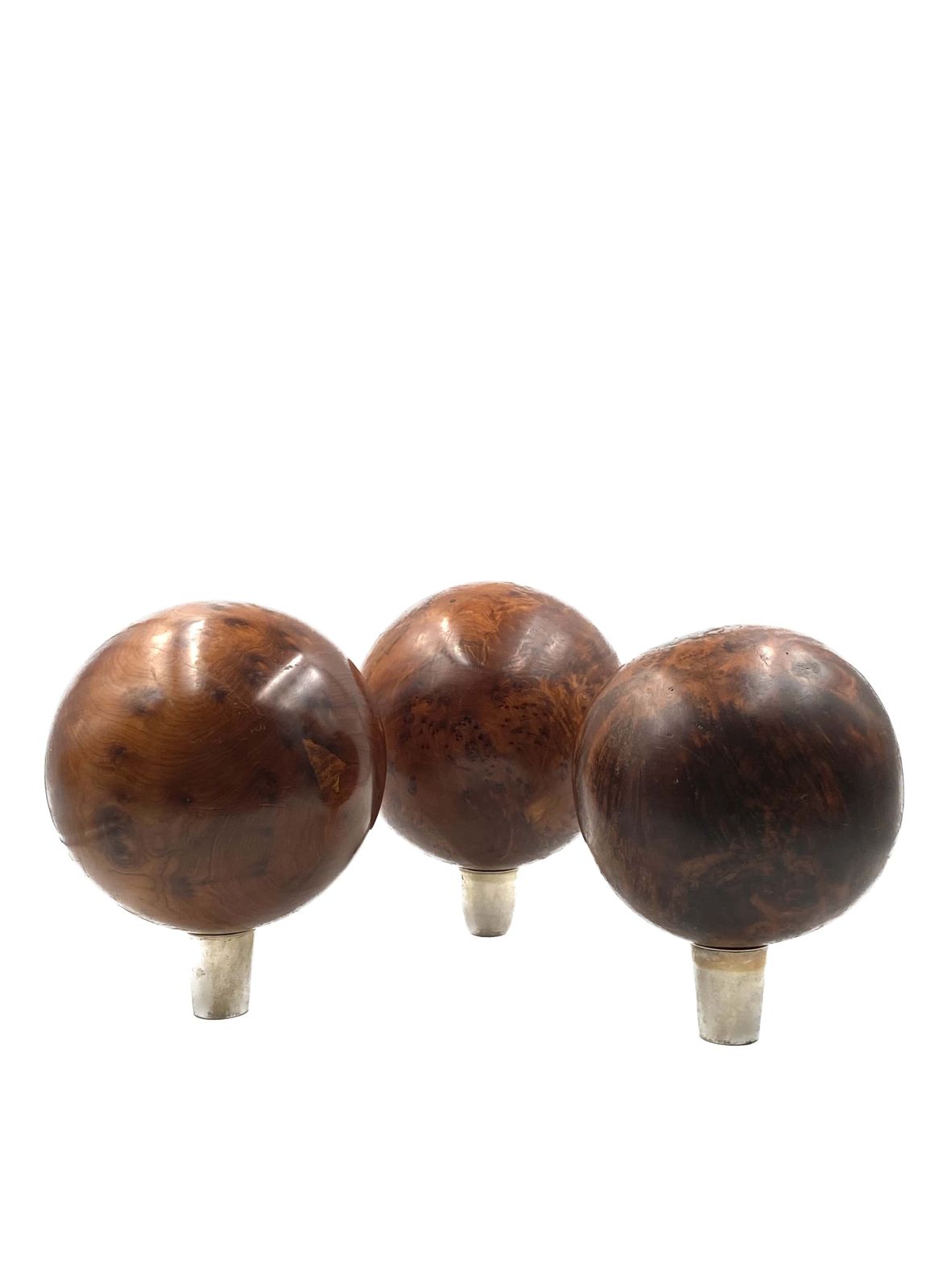 Set Of 3 Wooden Spherical Sculptures, France 1960s photo vintage