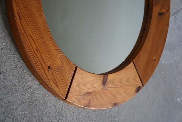 photo furniture Wall Mirror In Solid Pine By Glasmäster Markaryd, Sweden, 1960s