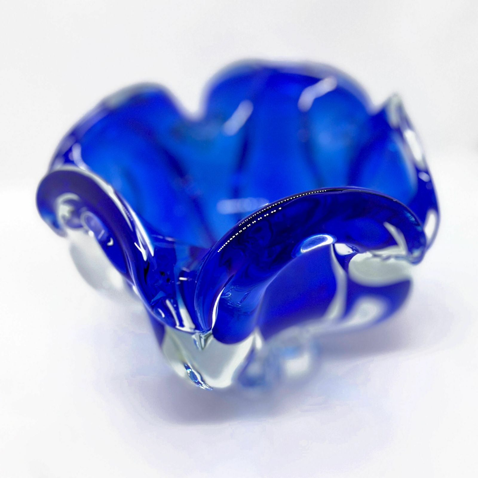Cobalt Bowl, Designed By J. Hospodka, Chribska Sklarna, Czechoslovakia, 1960s photo for sale