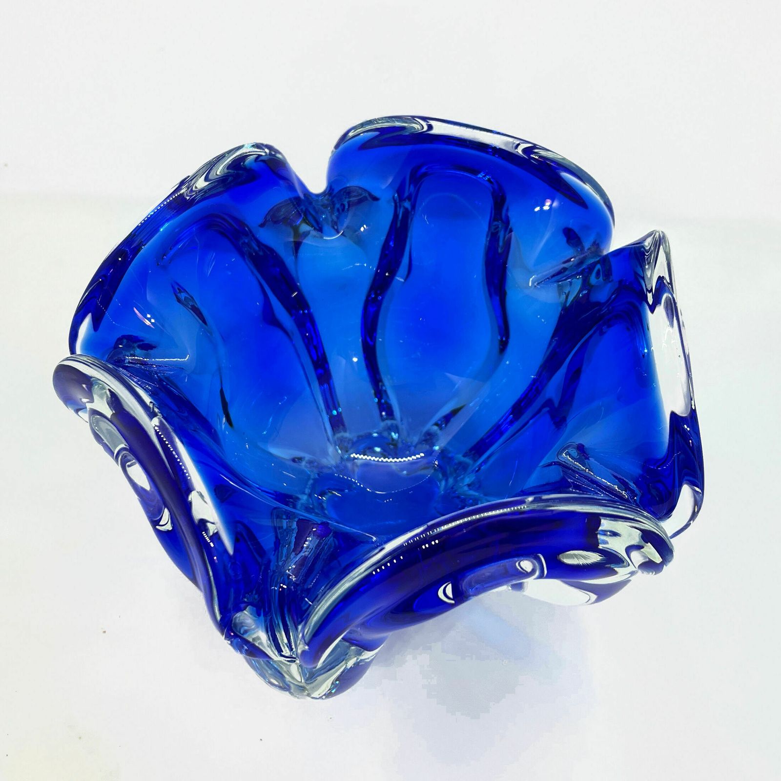 Cobalt Bowl, Designed By J. Hospodka, Chribska Sklarna, Czechoslovakia, 1960s photo Home Decor