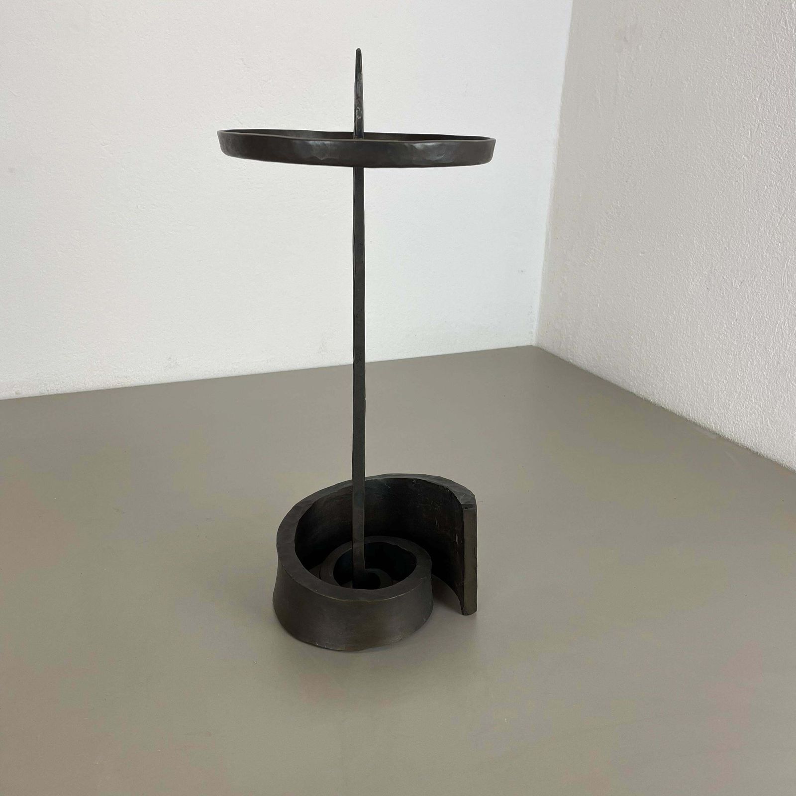 Large 42cm 3.9kg Brutalist Bronze Candleholder By Manfred Bergmeister, 1970s photo vinterior