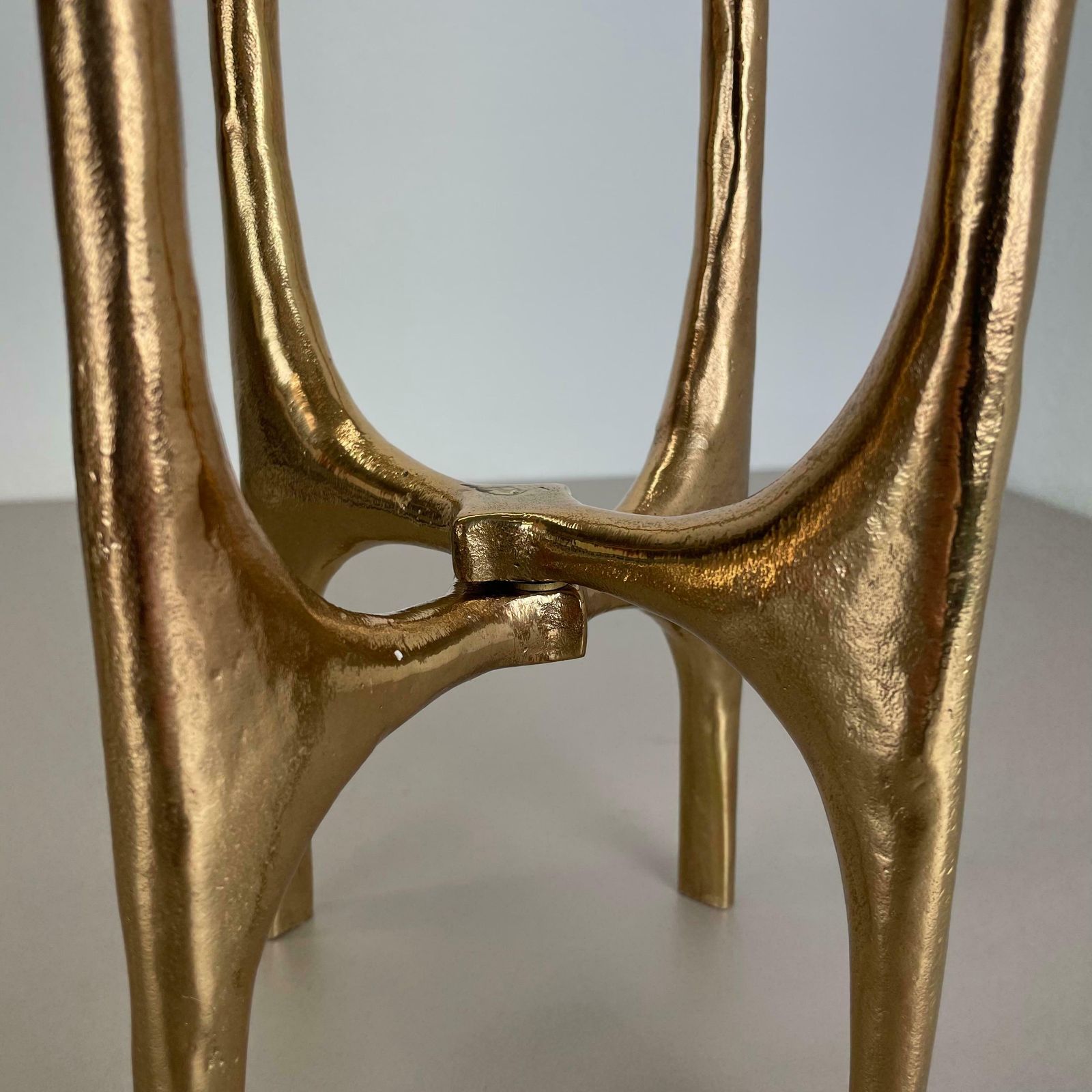 photo furniture Heavy 7kg Modernist Sculptural 44cm Brutalist Bronze Candleholder, France 1970s