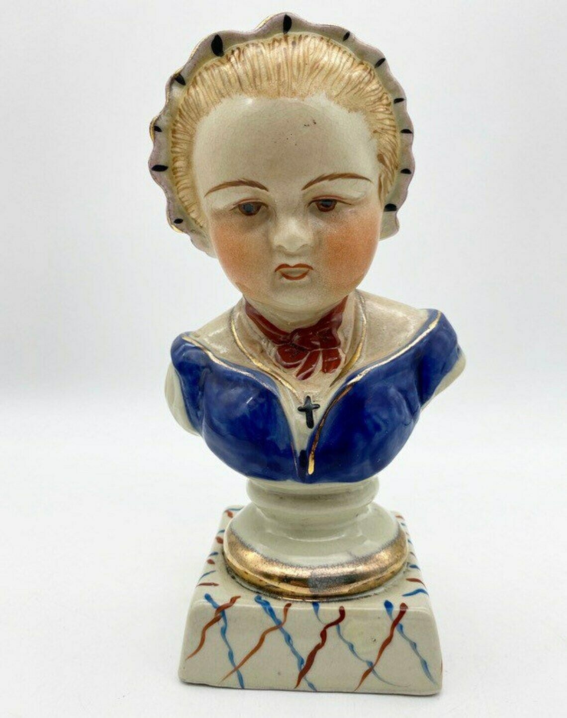 Antique Staffordshire Pair Of Children Busts Boy And Girl Figures photo vintage