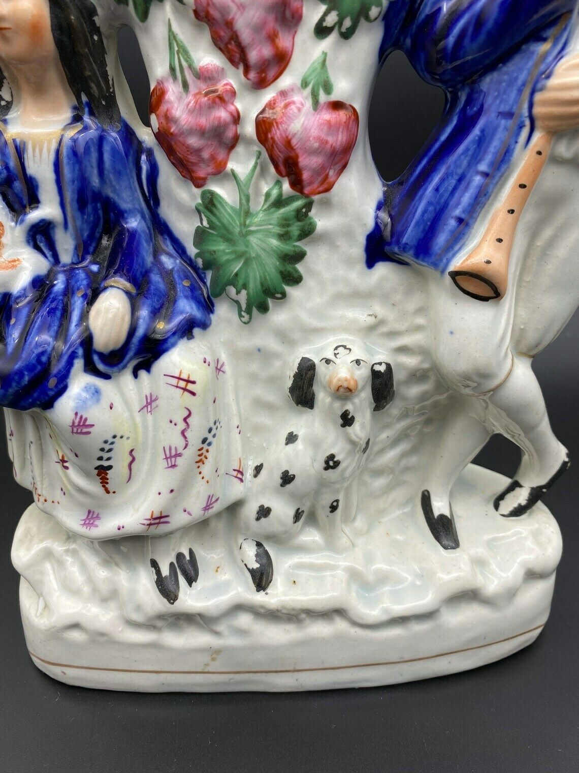 Antique Staffordshire Group Figure Couple Dog And Lamb Victorian Flatback photo Home Decor