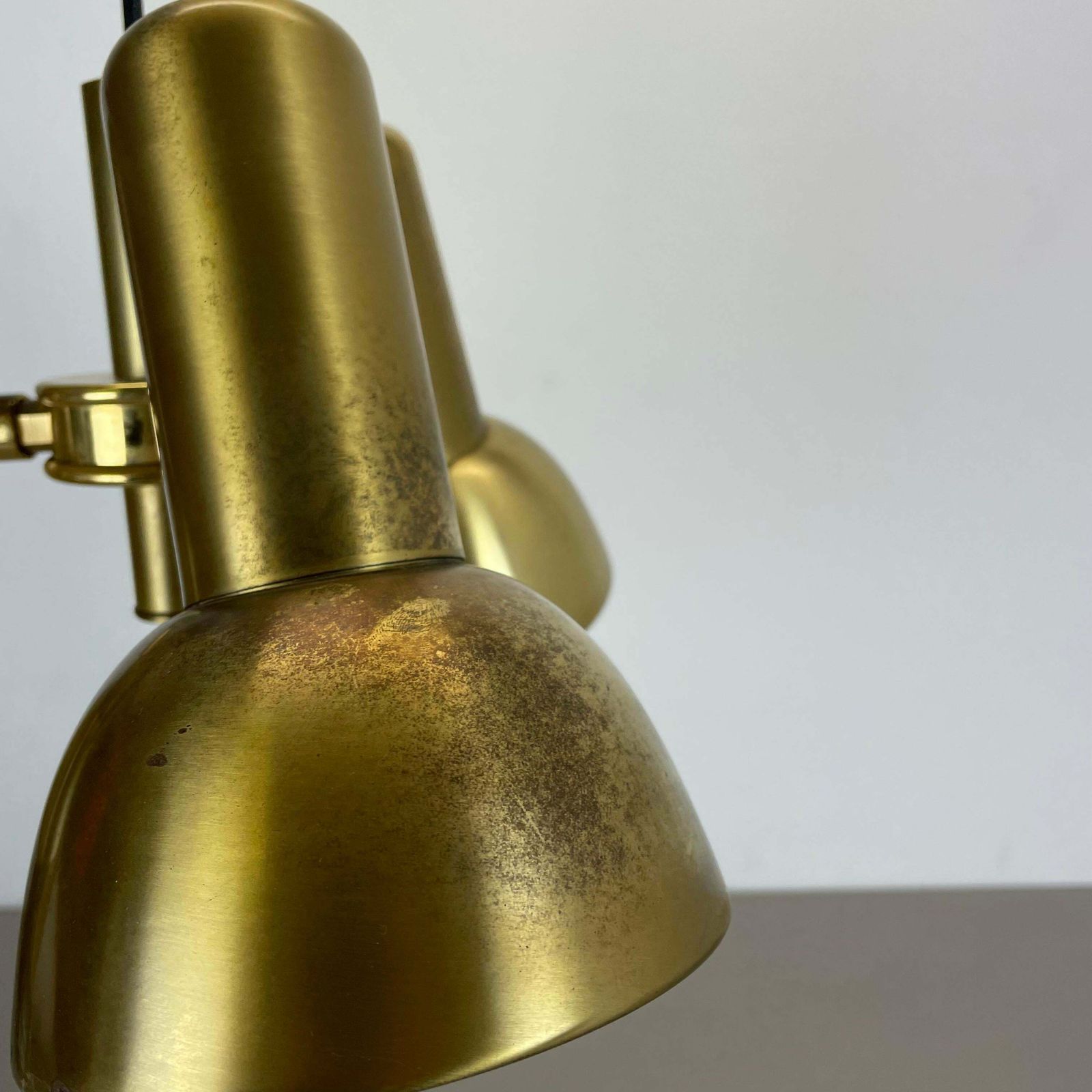 photo buy 3 Spot Brass Tone Hanging Light Koch And Lowy Style Omi Lighting, Germany 1970