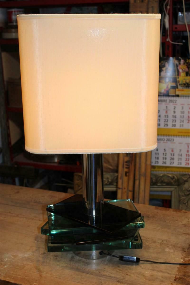 photo vintage Gallotti & Radice Italian Design Table Lamp Crystall Metal Chrome 1970 Pop Art