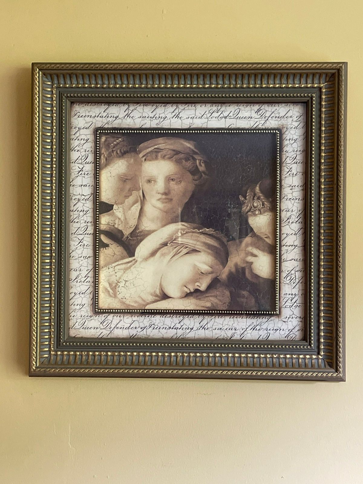 photo for sale Vintage Sid Dickens 'Renaissance Secret' Print In Gilt Wood Frame
