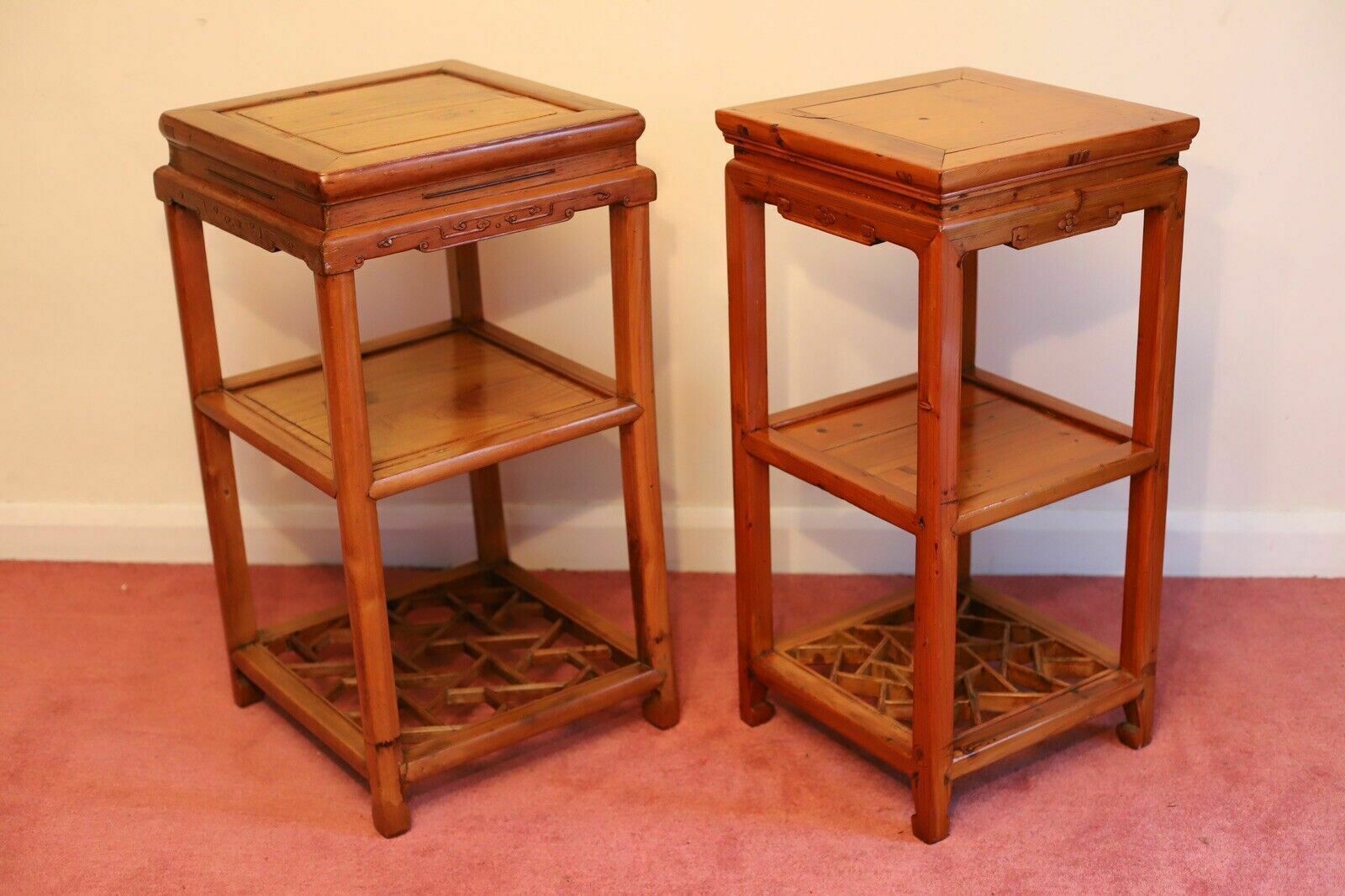 Two Beautiful Chinese Softwood Lamp Tables