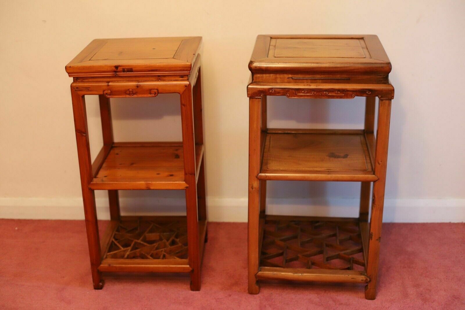 Two Beautiful Chinese Softwood Lamp Tables photo for sale