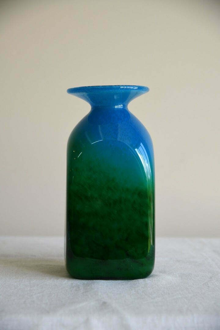 John Orwar Lake Ekenas Sweden Blue & Green Glass Vase photo furniture
