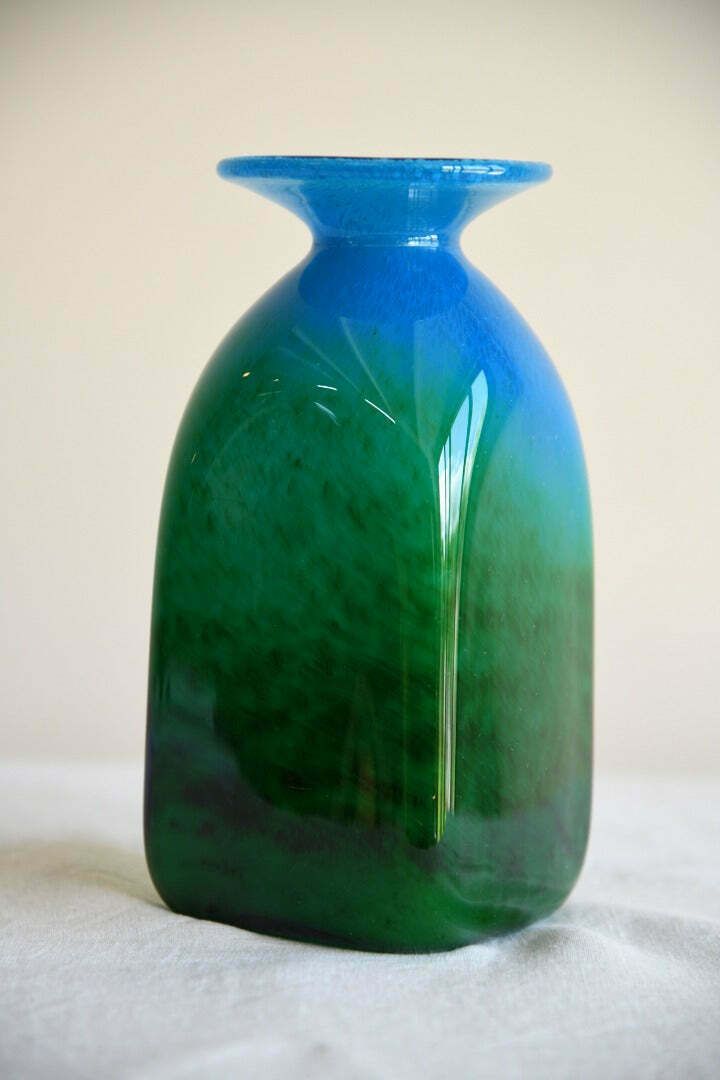 John Orwar Lake Ekenas Sweden Blue & Green Glass Vase photo 275.0