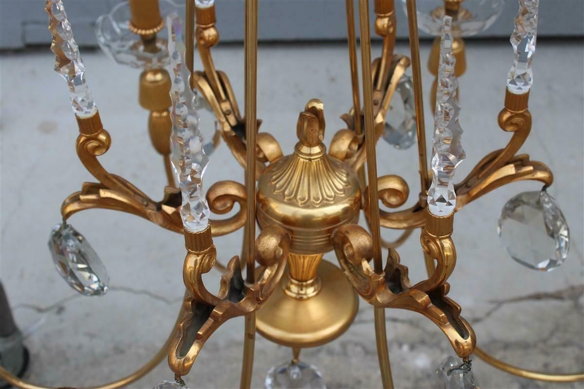 Lighting Pair Of Mid Century French Chandeliers In Crystal Maison Jansen 24kt Gold photo