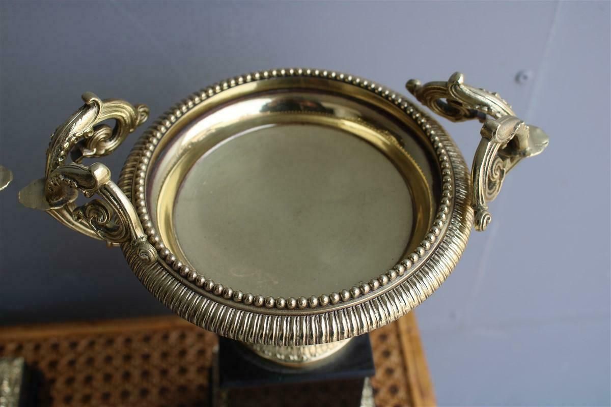 photo for sale Pair Of Vases In Black Marble And Parts In Polished Brass Napoleon III France
