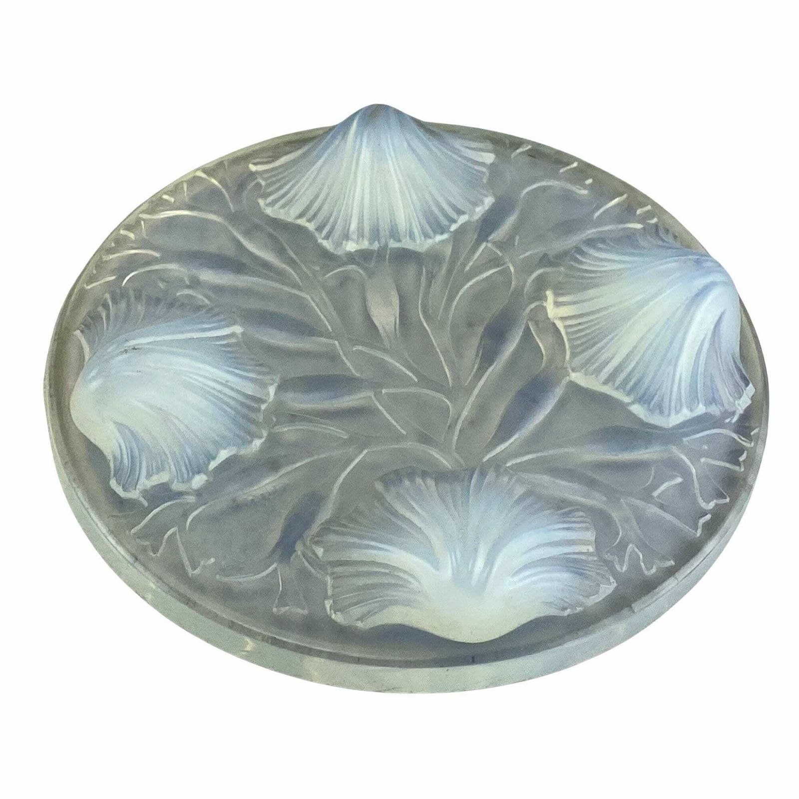 Antique French Art Deco Verlys Opalescent Bottle Coaster   Shells photo for sale