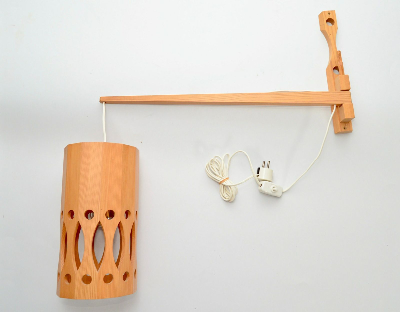 Midcentury Wooden Swivel Wall Lamp By Ab Nordsik , Sweden 1970s photo buy