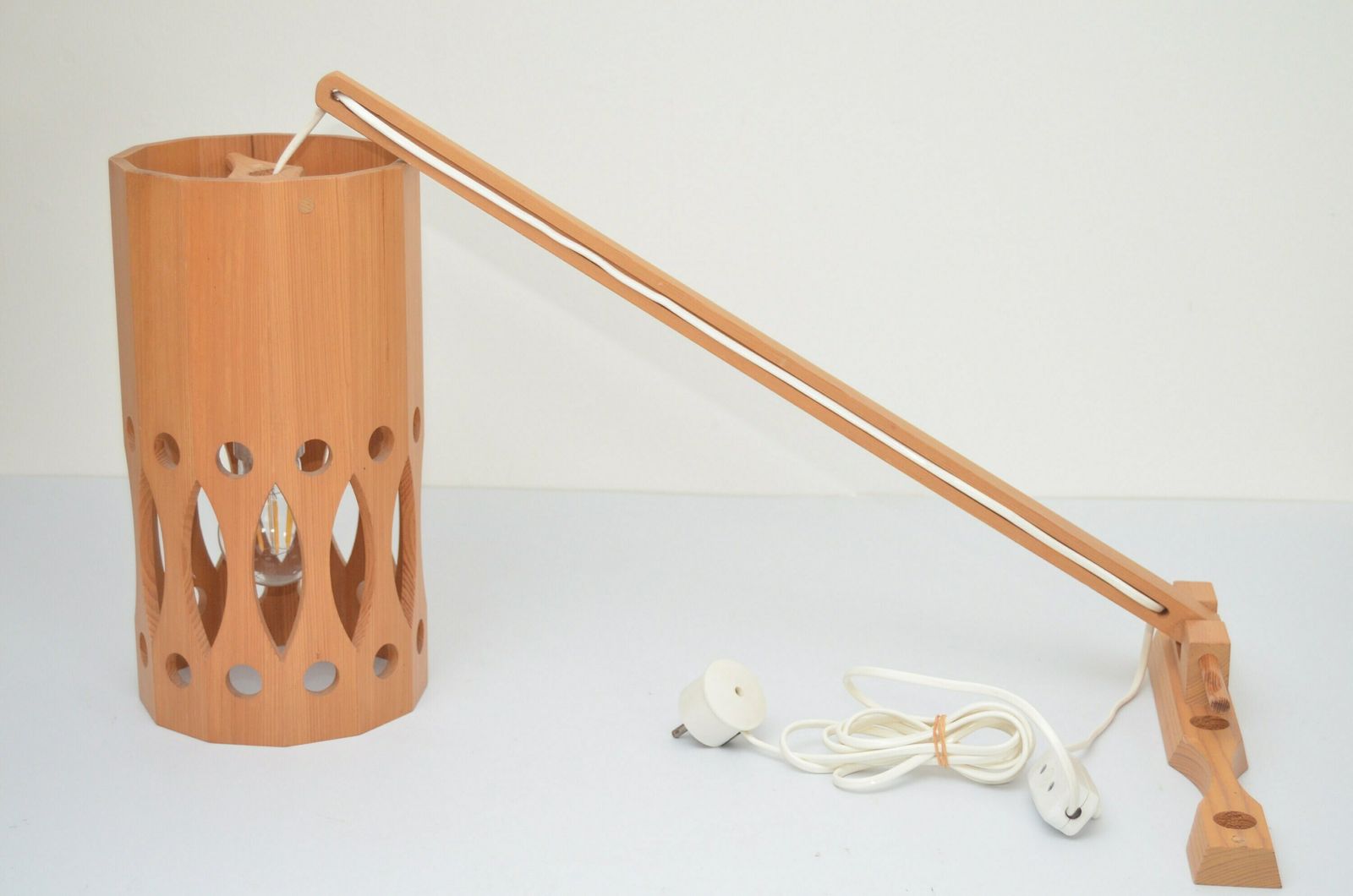 photo for sale Midcentury Wooden Swivel Wall Lamp By Ab Nordsik , Sweden 1970s