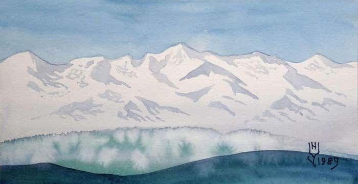 Nikolai Uvarov Mountains 1989. Paper, Watercolour,