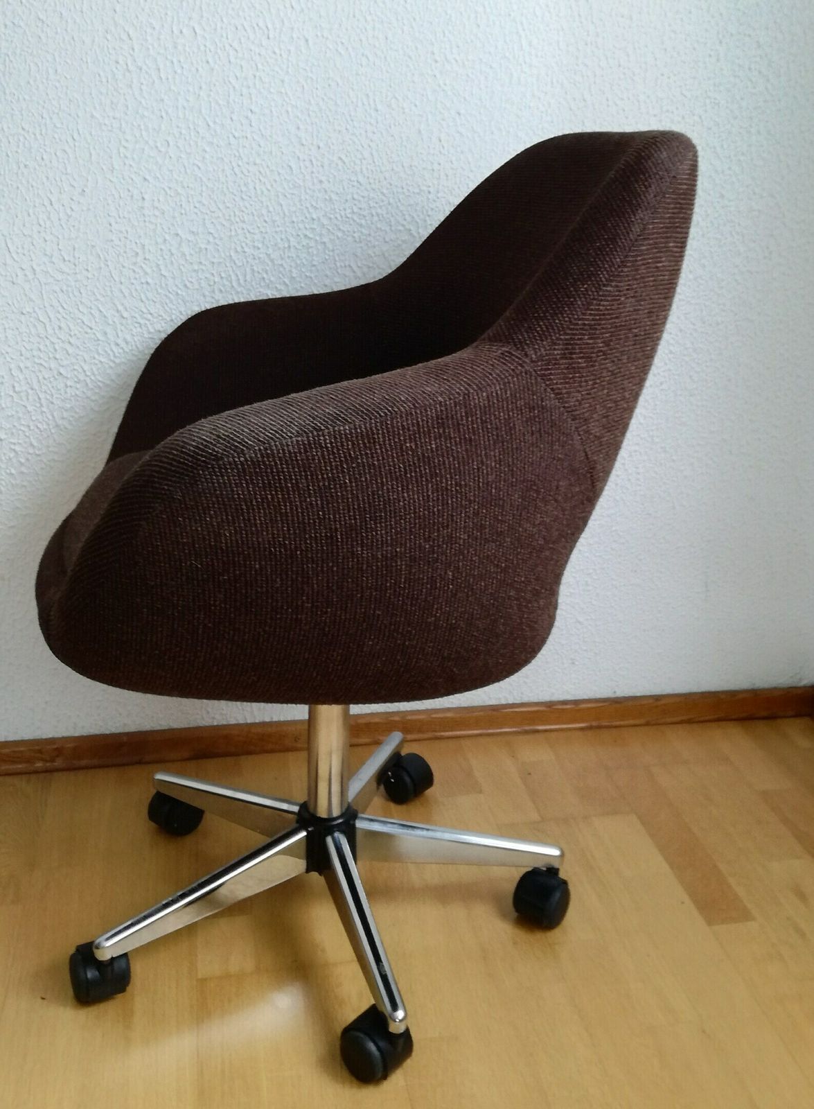 1 Of 4 Vintage Office Desk Chairs /Textile Swivel Chair On Wheels / Mid Century Modern Yugoslavia photo 270.0