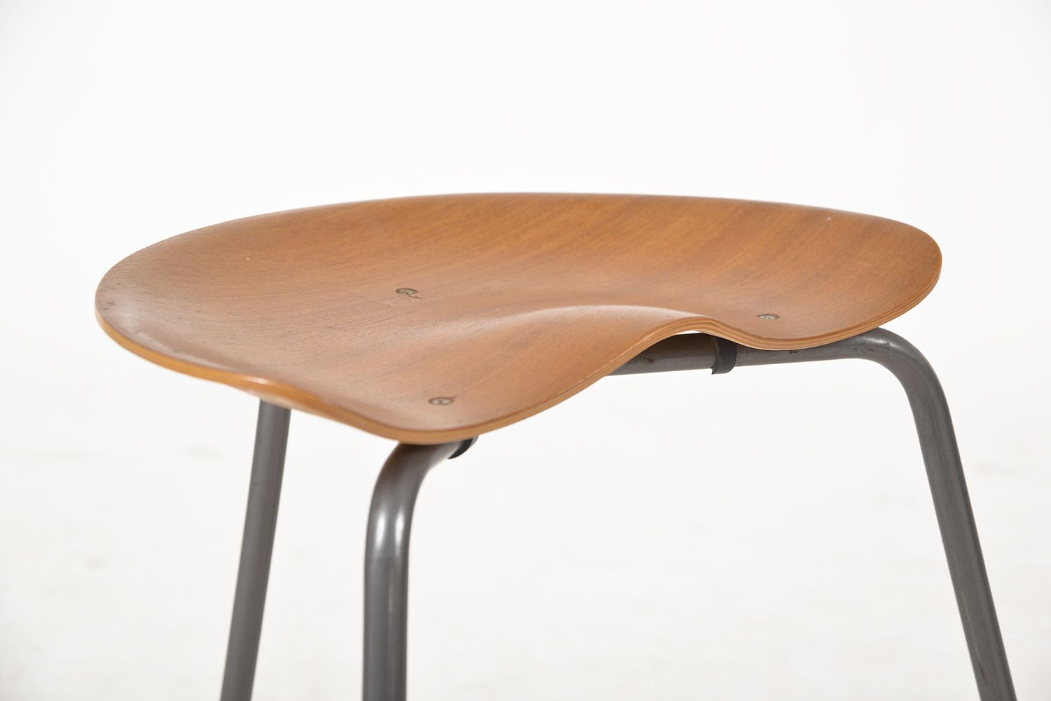 1960s Curved 3 Legged Teak Plywood Stool By Astor Glibstrup For Frederikssund Mobelfabrik, Denmark photo buy