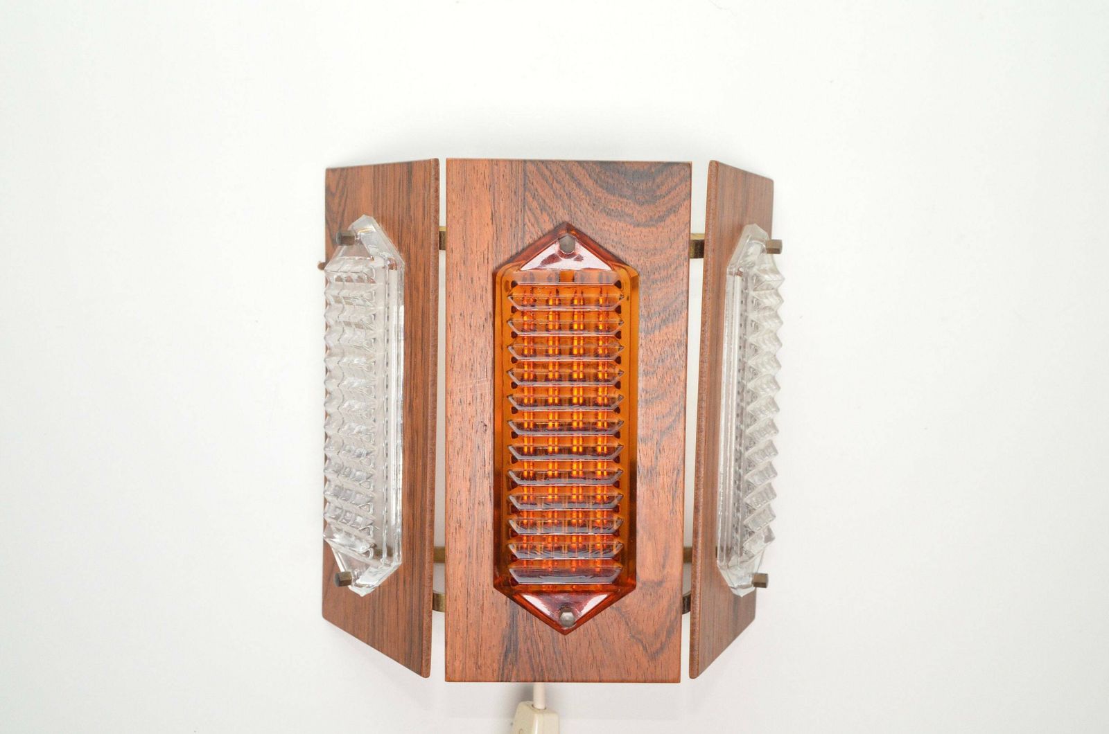 Scandinavian Teak And Glass Wall Lamp "Facette" By A Belysning, Sweden 1960s