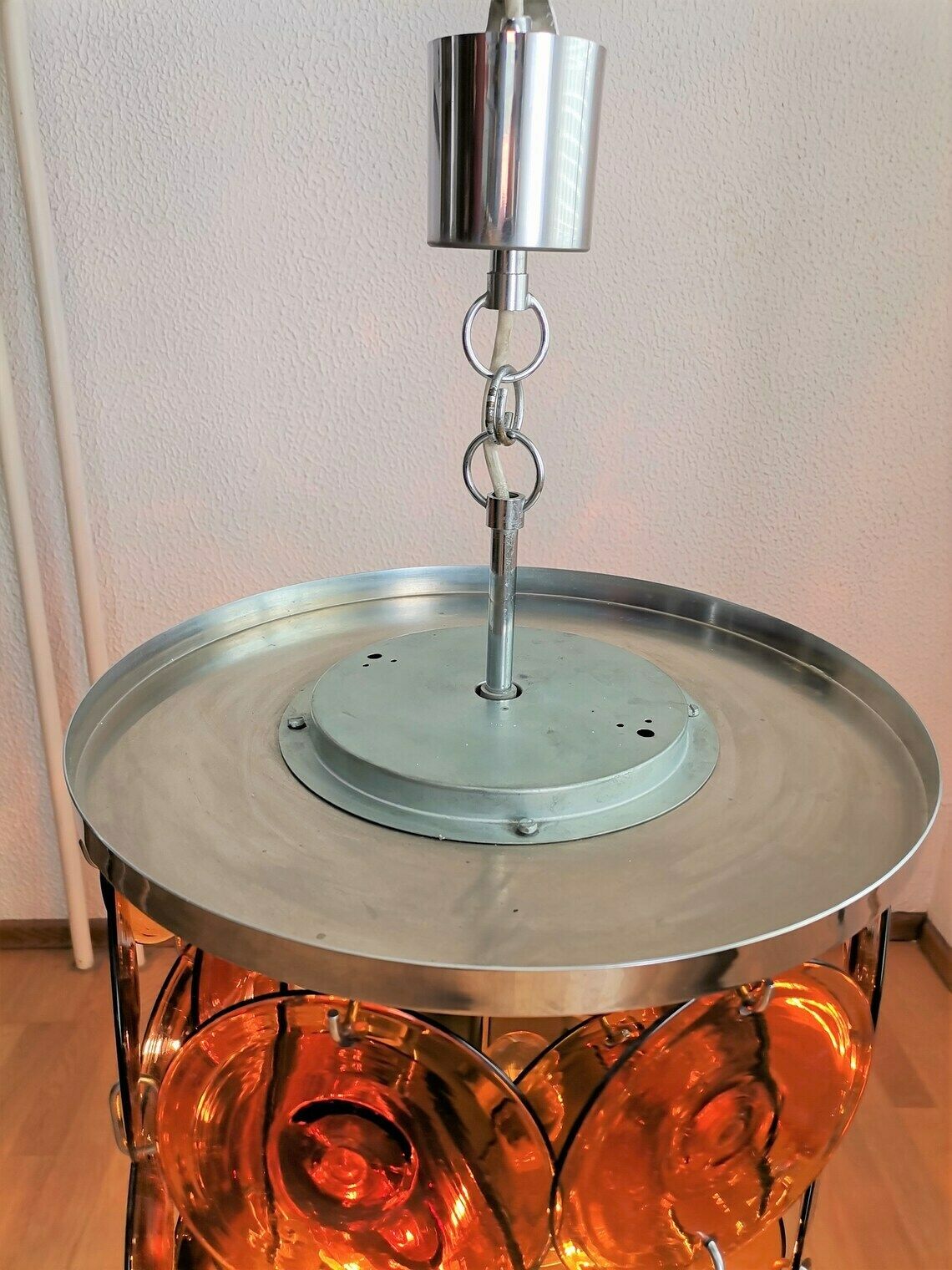 Vintage Murano 48 Discs Chandelier  Gino Vistosi  Space Age  1960s Italy  Mid Century Modern Home photo 1659.0