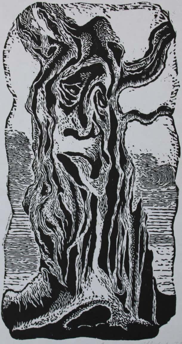 An Old Fairy Tale 1978 Paper Linocut