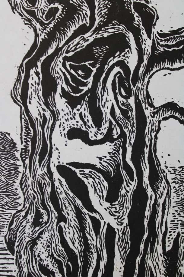 An Old Fairy Tale 1978 Paper Linocut photo Art