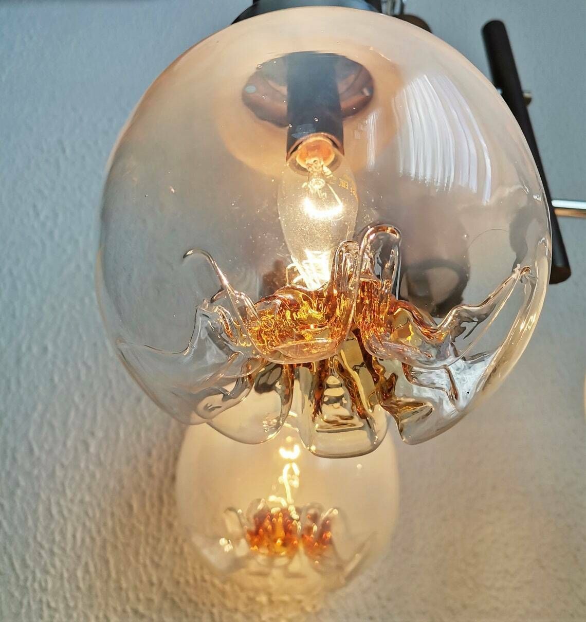 Mazzega 3 Sphere Chandelier / Murano Pendant Light / 60s Italian Design / Mid Century Modern Home photo for sale