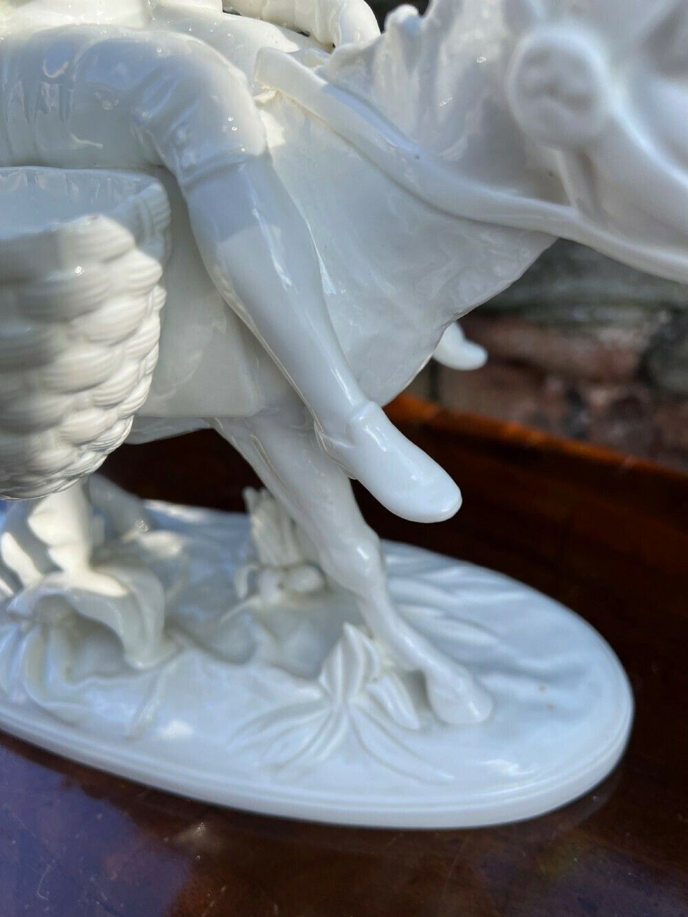 Pair Of Porcelain Figures By Moore Bros, Depicting A Man And A Woman Riding Donkeys photo for sale