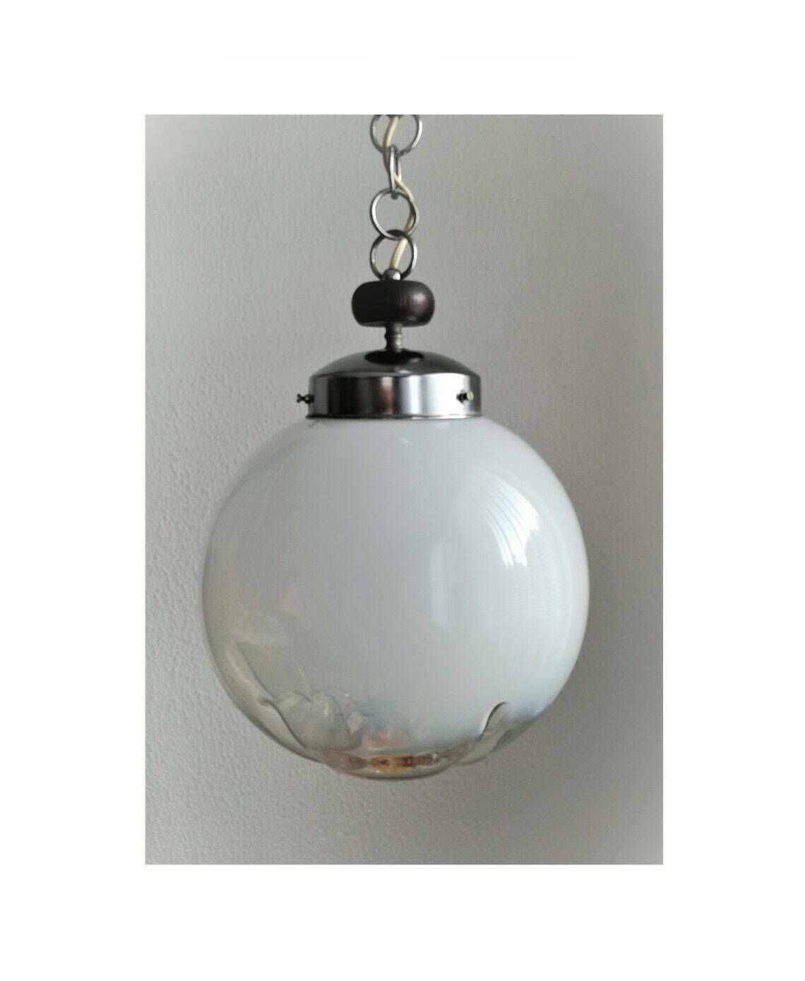 Xl Mazzega Pendant Light / Murano Glass Sphere / 60s Italian Style / Mid Century Modern Home / Vintage photo furniture