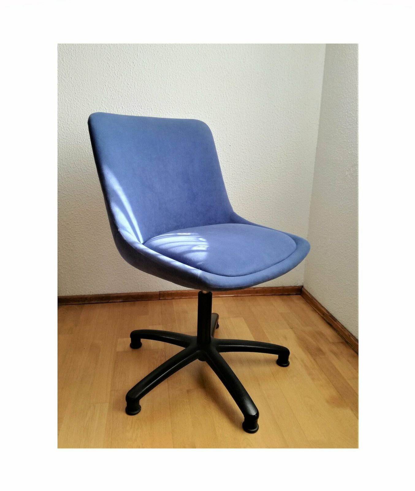 Mid Century Desk Chair / Blue Office Chair With Wheels / 70s 80s Yugoslavia / Swivel Easy Chair / Retro Office