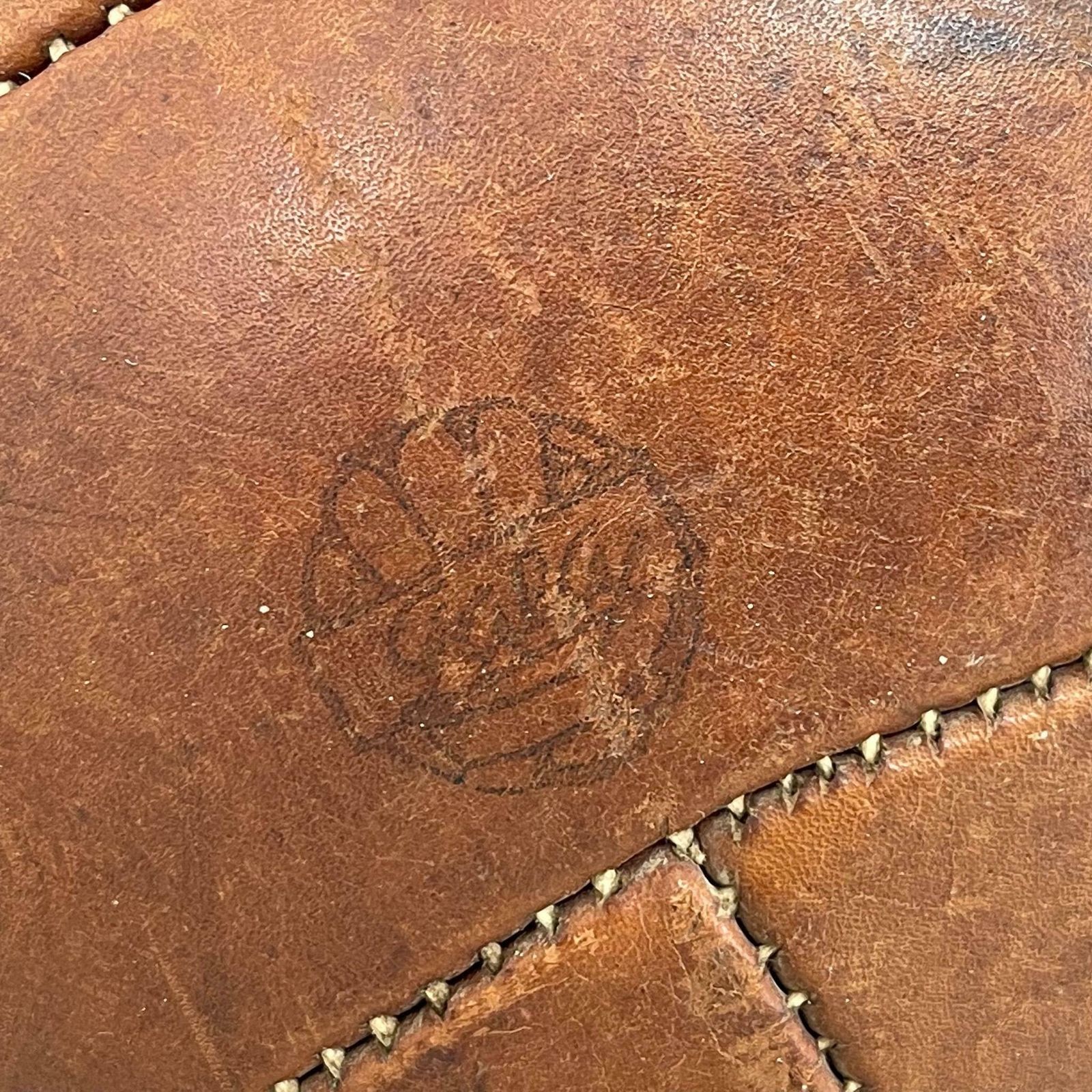 Vintage Brown Leather Medicine Ball By Gala, 1930s photo Home Decor