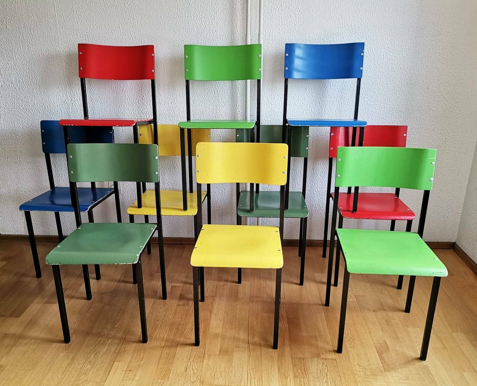 1 Of 10 Industrial School Chairs / Vintage Wooden Desk Chair / Yugoslavia Desk Chairs