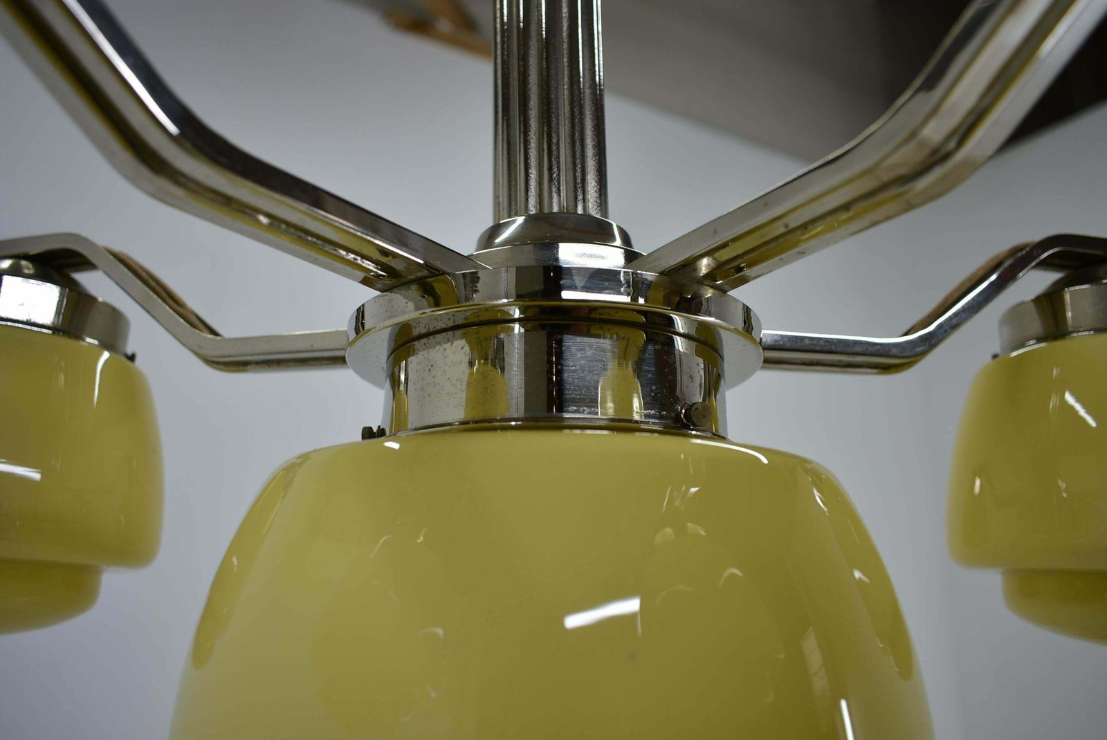 Lighting Art Deco Chrome And Glass Chandelier, 1920's photo