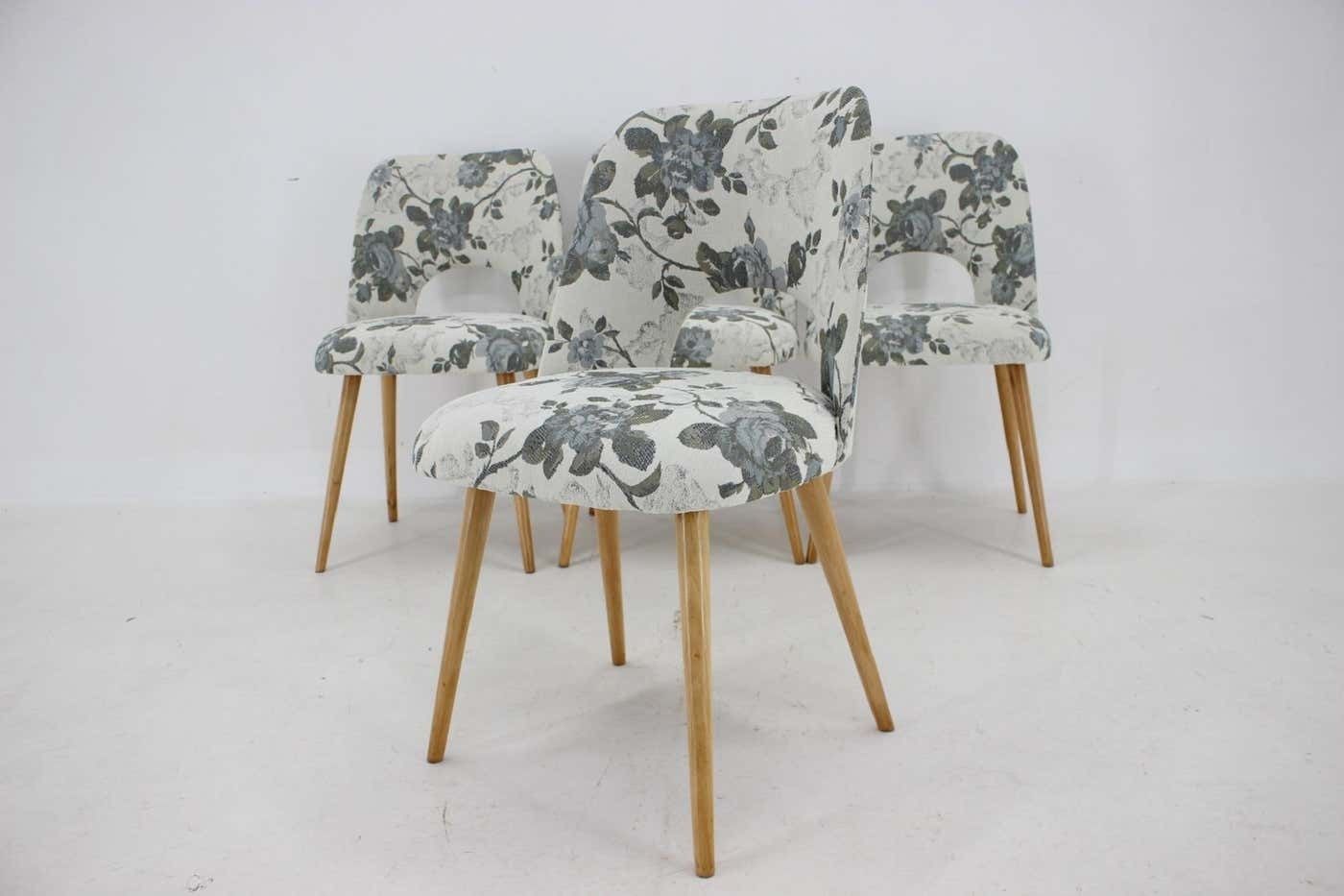 1960s Set Of Four Oswald Haerdtl Dining Chairs In Fabric, Czechoslovakia photo vinterior