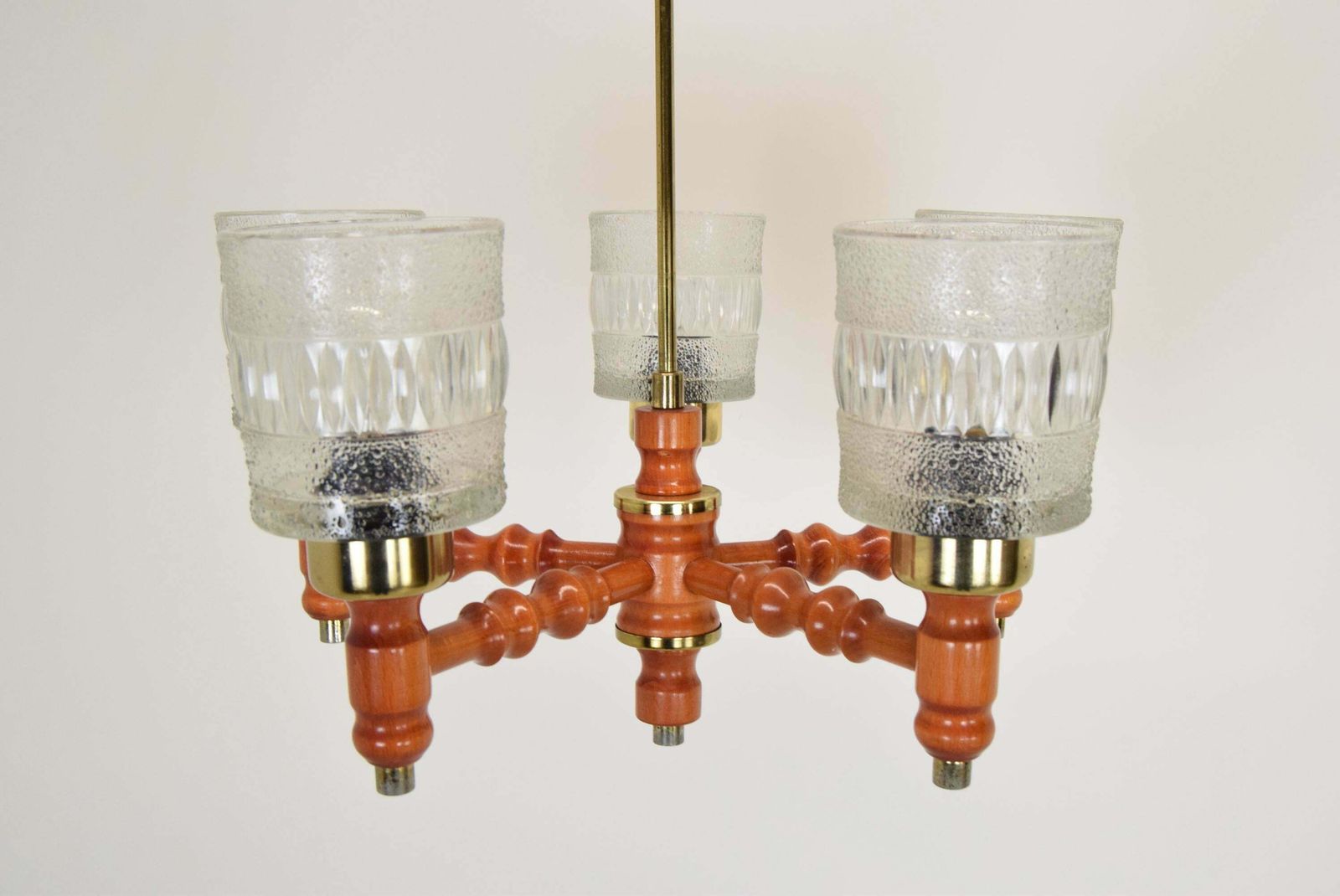 Mid Century Wood Chandelier By Instala Jilove U Decina, 1960''S photo vinterior