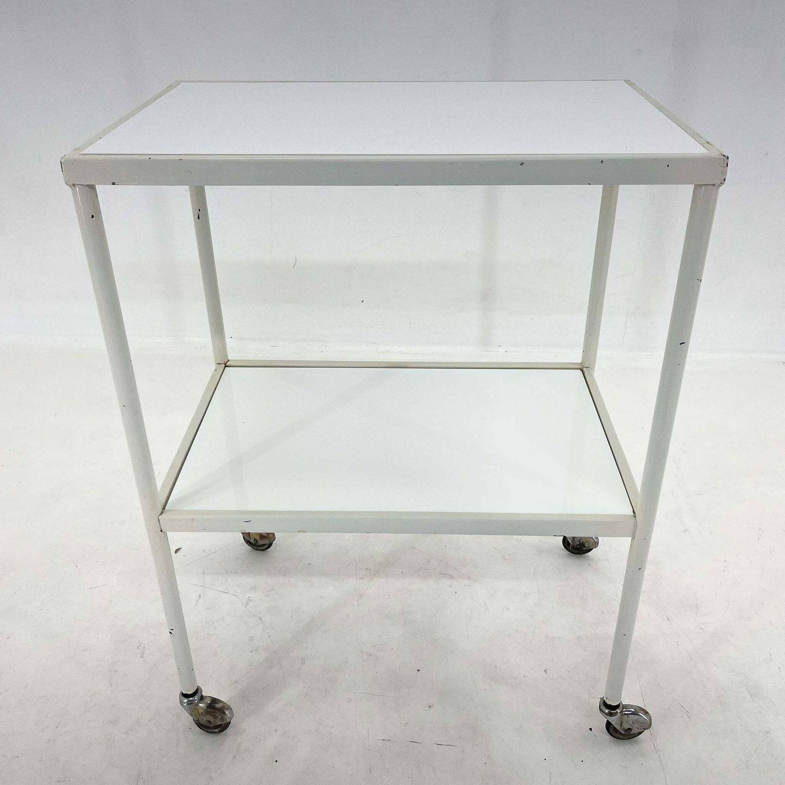1950''S Hospital Table / Trolley On Wheels With Opaxite Glass photo for sale