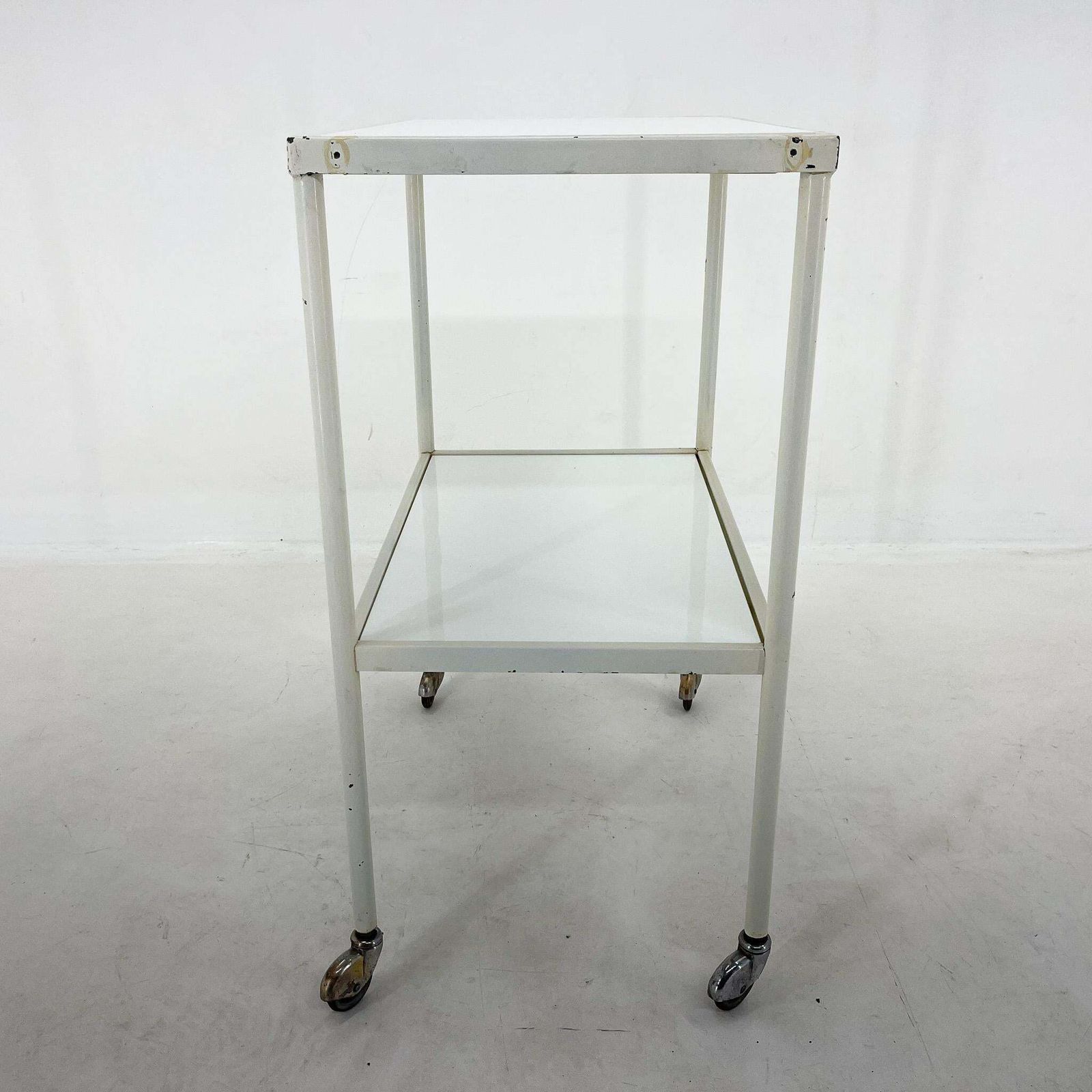 1950''S Hospital Table / Trolley On Wheels With Opaxite Glass photo Furniture