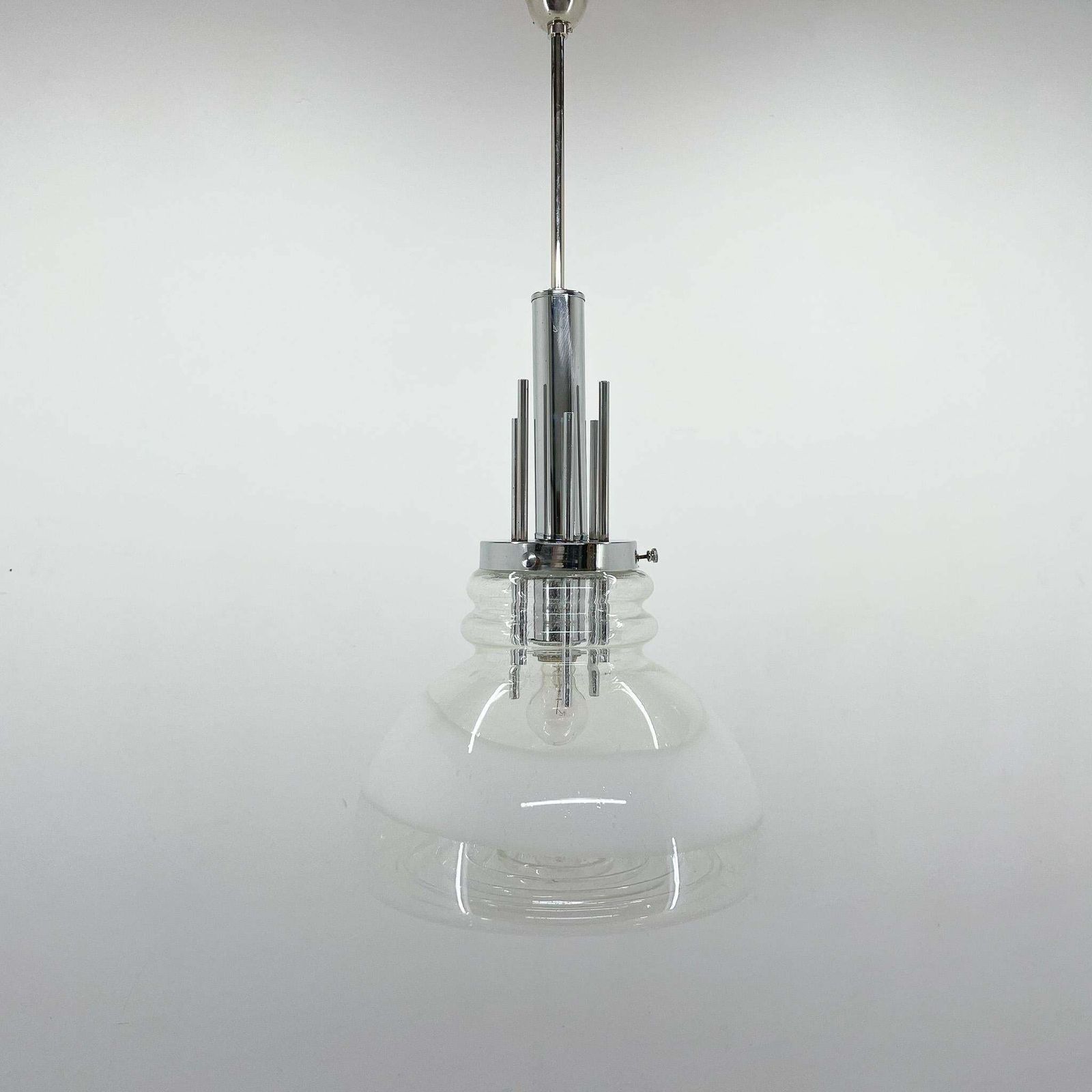 1960''S Murano Glass & Chrome Pendant By Mazzega In Carlo Nason Style, Italy photo furniture