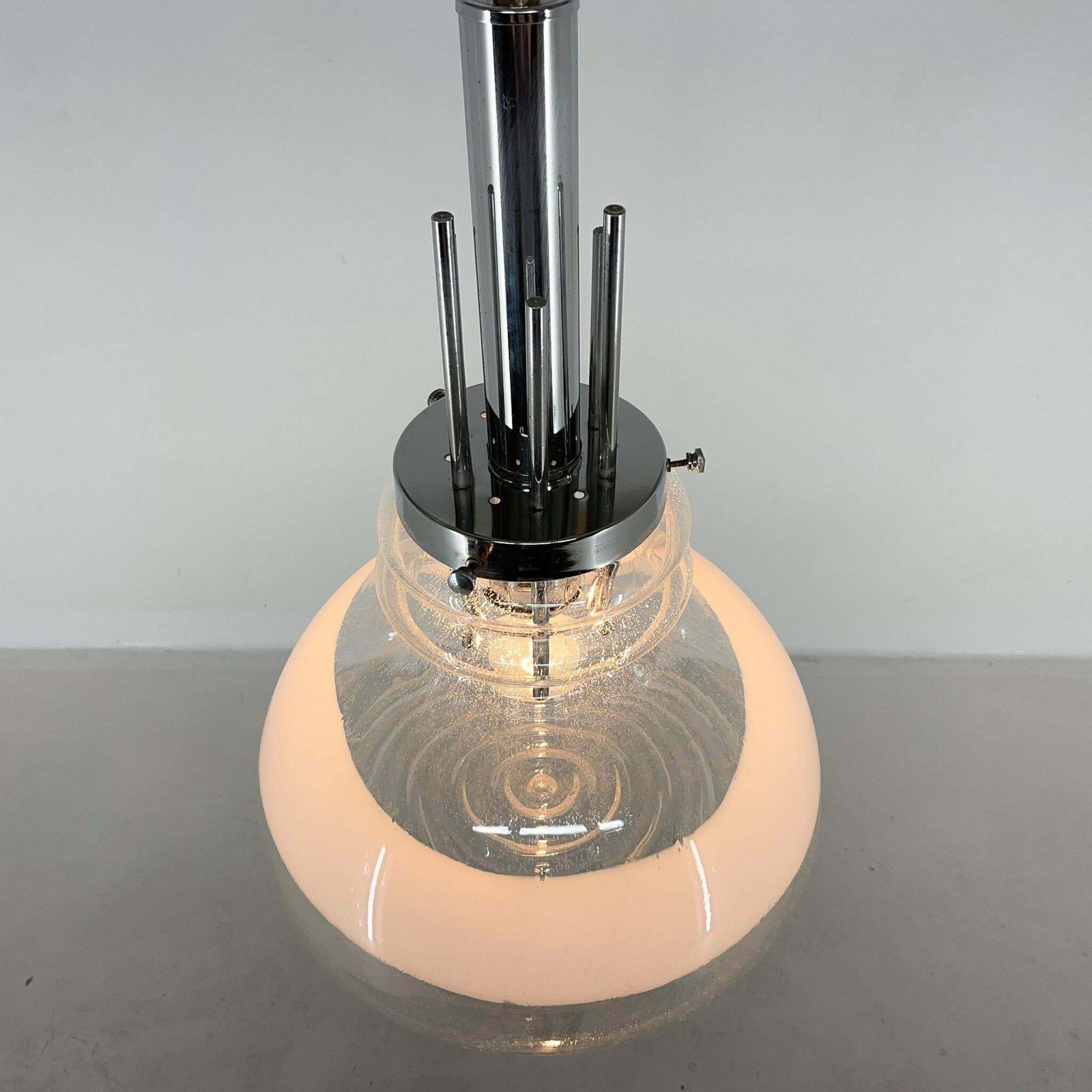 1960''S Murano Glass & Chrome Pendant By Mazzega In Carlo Nason Style, Italy photo vinterior