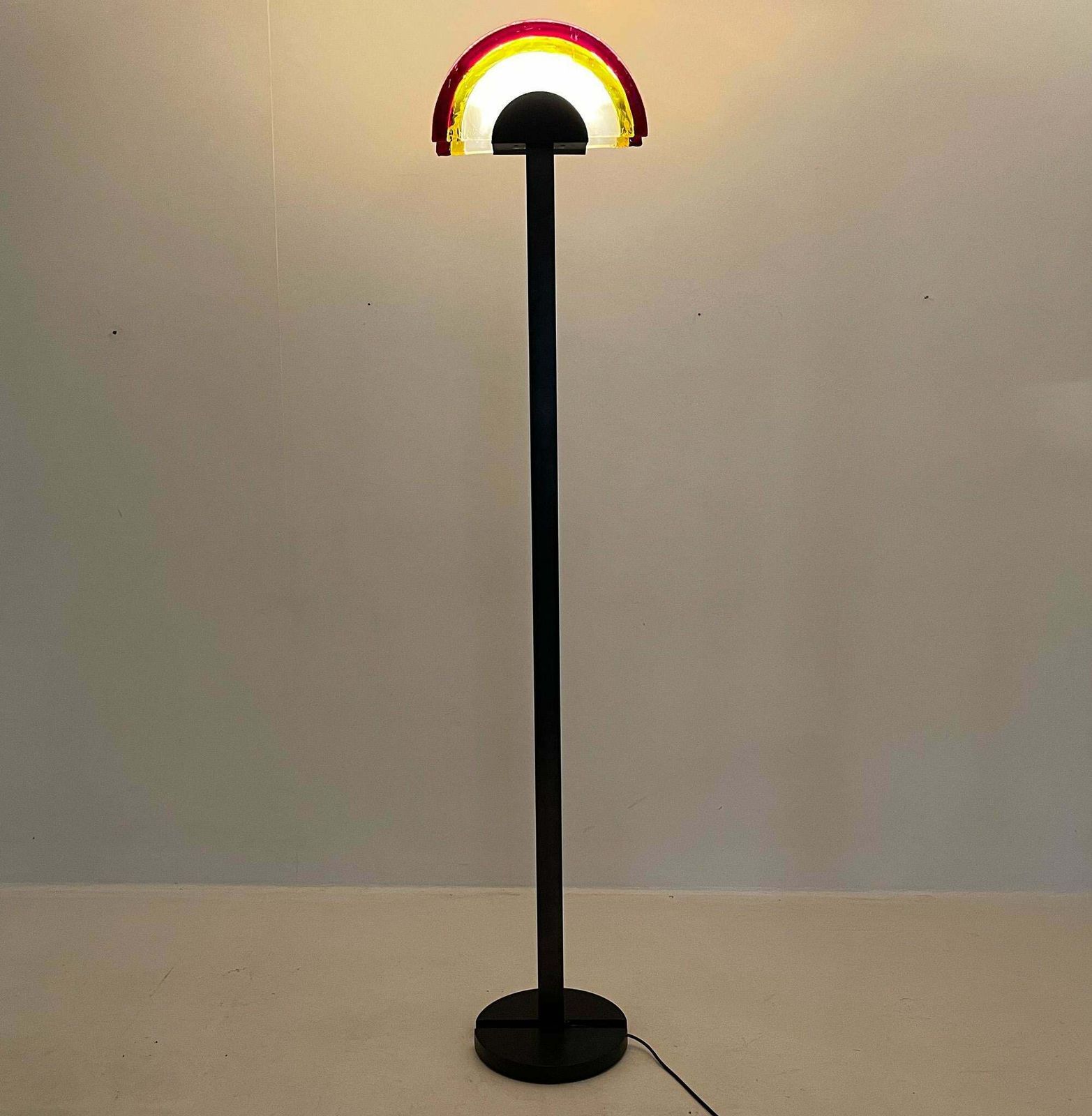 Rare 1980''S Italian Av Mazzega Floor Lamp, Labelled, With Monogram photo for sale