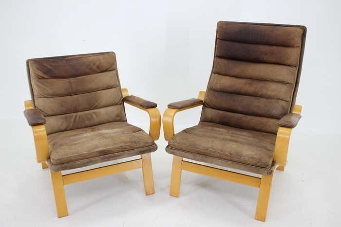 1970s Pair Of Yngve Ekström "Contino" Leather Armachair, Sweden photo 1552.0