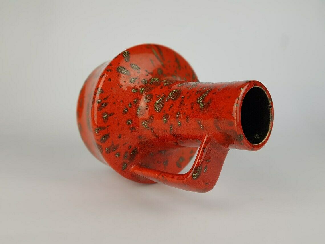 Vintage Es Keramik (Emons Und Söhne) Red Green Splash Decor Fat Lava Vaas 819/21 West Duits Aardewerk Jaren 1970 photo for sale