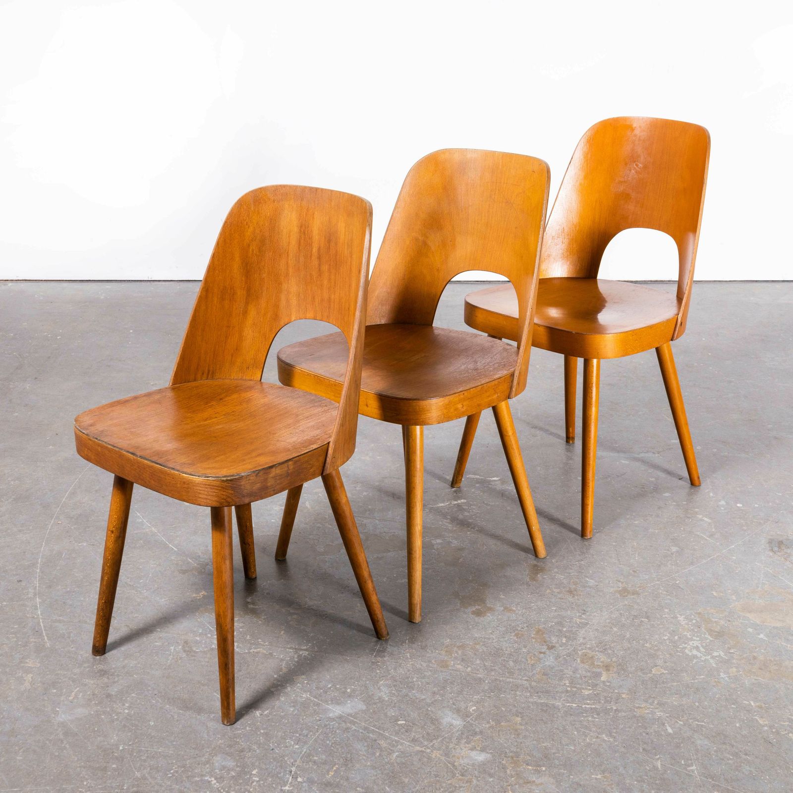 1950’s Honey Oak Side Chairs – Oswald Haerdtl Model 515 – Set Of Three photo Furniture