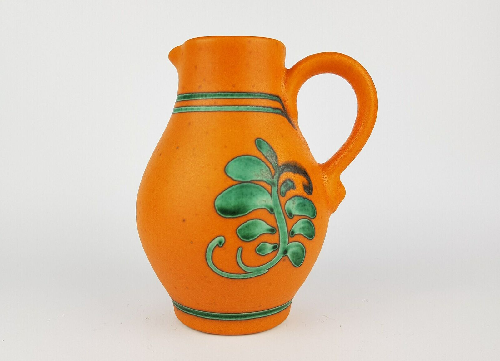 Vintage Oranje En Groene Vaas Met Hengsels – Dumler Und Breiden 388 18 – West Duits Aardewerk, Jaren 1970