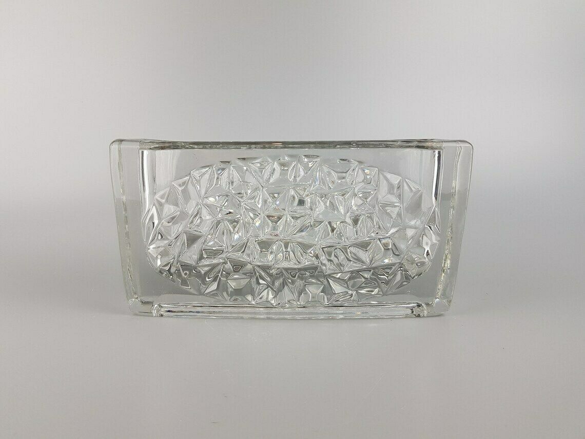 Vintage Rudolfova Glass Works Tsjechisch Sklo Vaas Jardinière Met Hobnailpatroon Door Rudolf Jurnikl Uit Tsjecho Slowakije, Ca. Jaren 1960–1980