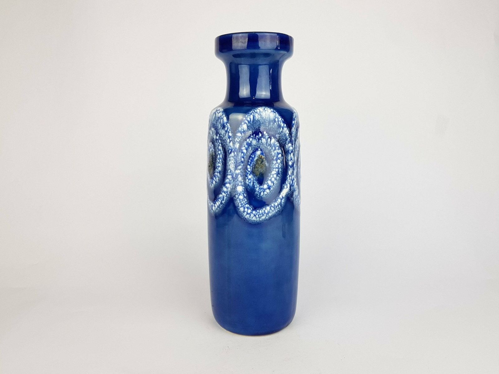 Vintage Scheurich Keramik Blauwe Fat Lava Vaas 200 28 West German Pottery Jaren 1970