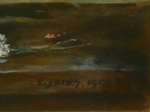 Watercolour By Cecil Charles Ernest Jones. Chrysanthemums And Carnation photo for sale